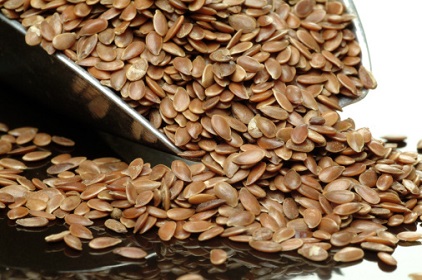 Flax seeds in a scoop